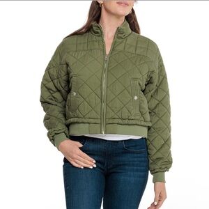 BlankNYC Quilted Insulated Jacket in Size Small, Burnt Sage Green